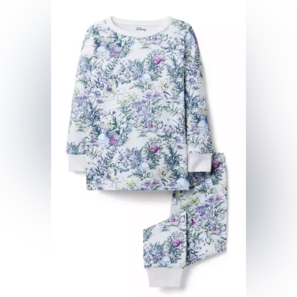 janie & jack alice in wonderland pajamas disney floral long sleeve toile print